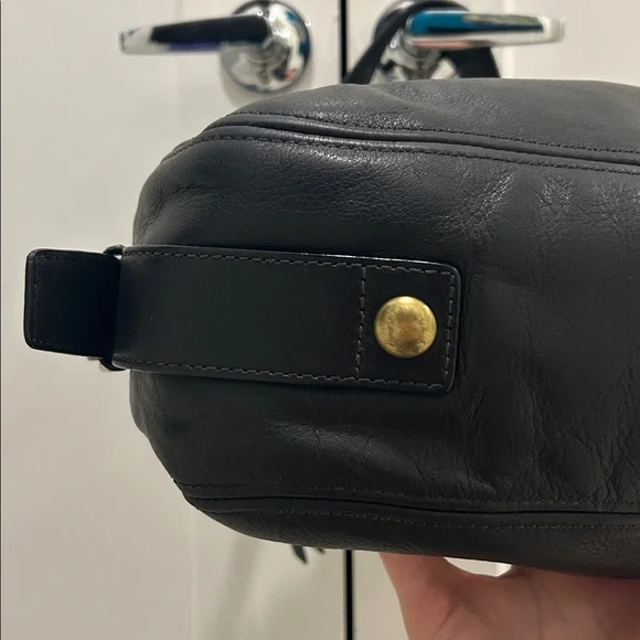 Coach Zoe Hobo Black Leather Shoulder Bag with Gold Accents - Picture 8 of 16